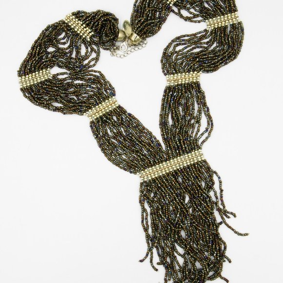 Brown & Gold Multicolored Beaded Necklace - Picture 1 of 5